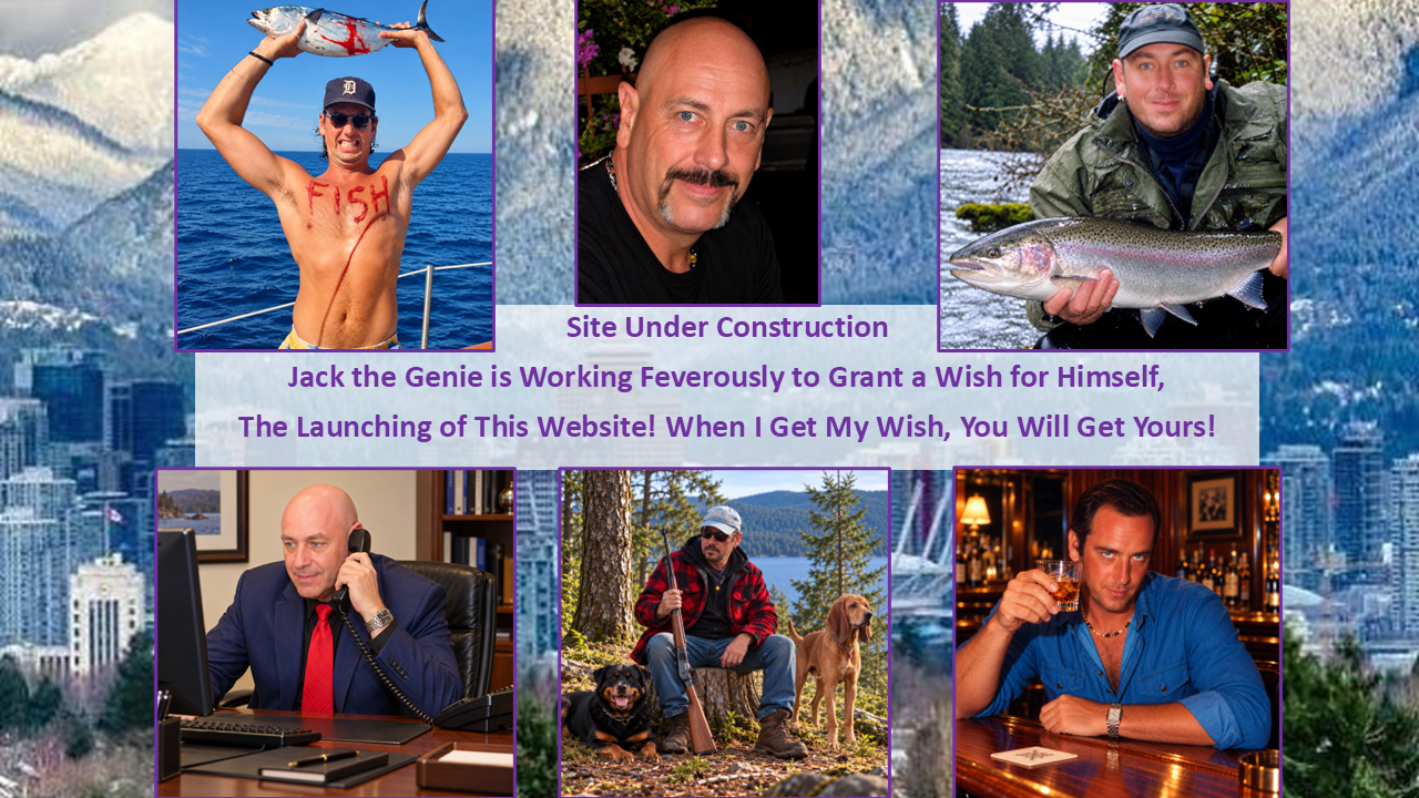 Jack the Genie website under construction: six portraits and a coming-soon message